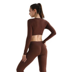 Top Cropped de Manga Comprida Flo