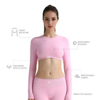 Top Cropped de Manga Comprida Flo